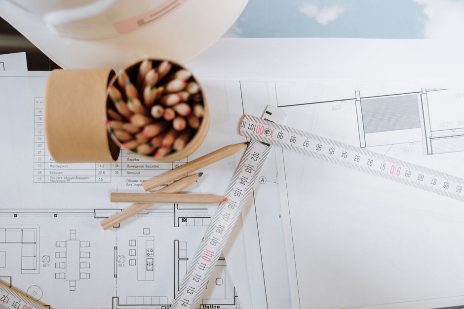 Plans d'architecte et documents d'un dossier de permis de construire